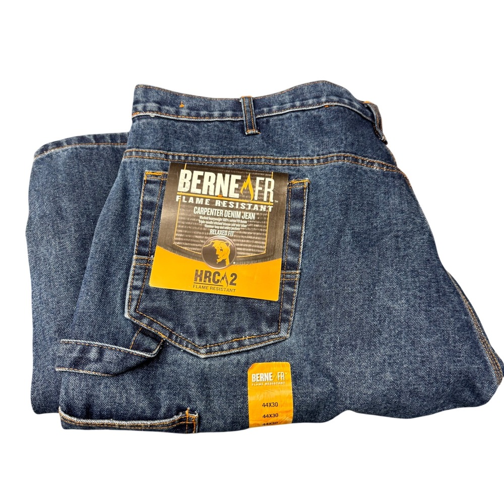 Berne Carpenter Denim Mens 42x29 ACTUAL Flame Resistant Blue Workwear NEW